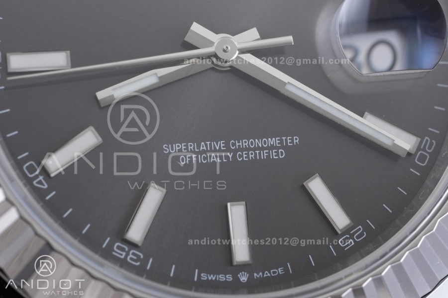 DateJust 126334 904L SS ERF 1:1 Best Edition Gray Dial Stick Marker On Jubilee Bracelet SH3235 (Free Sprung)