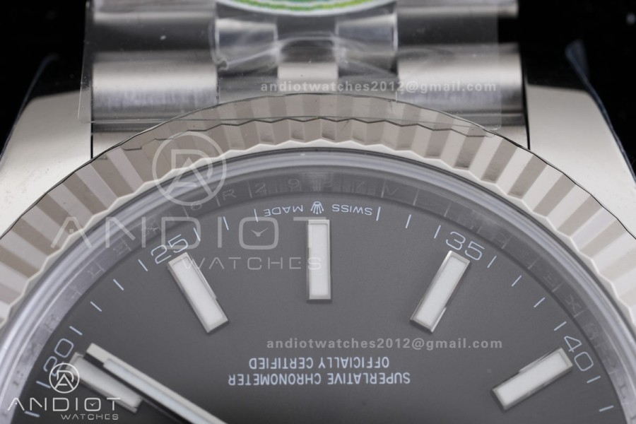DateJust 126334 904L SS ERF 1:1 Best Edition Gray Dial Stick Marker On Jubilee Bracelet SH3235 (Free Sprung)