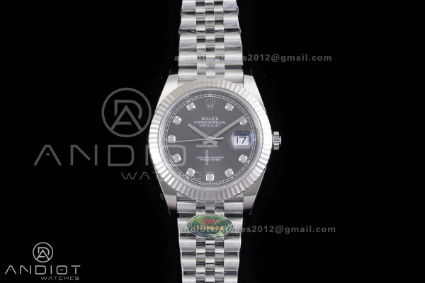 DateJust 126334 904L SS ERF 1:1 Best Edition Gray Dial Diamond Marker On Jubilee Bracelet SH3235 (Free Sprung)