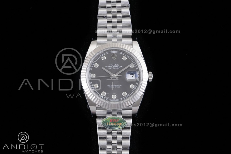 DateJust 126334 904L SS ERF 1:1 Best Edition Gray Dial Diamond Marker On Jubilee Bracelet SH3235 (Free Sprung)