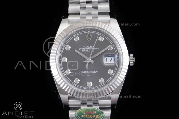 DateJust 126334 904L SS ERF 1:1 Best Edition Gray Dial Diamond Marker On Jubilee Bracelet SH3235 (Free Sprung)