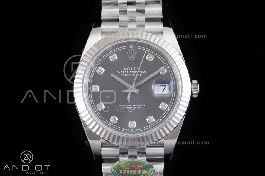 DateJust 126334 904L SS ERF 1:1 Best Edition Gray Dial Diamond Marker On Jubilee Bracelet SH3235 (Free Sprung)