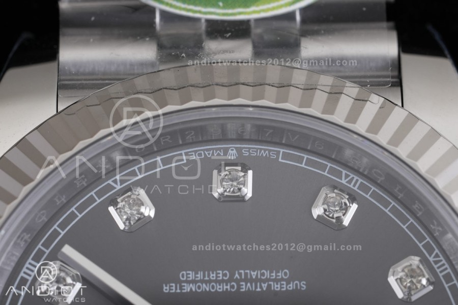 DateJust 126334 904L SS ERF 1:1 Best Edition Gray Dial Diamond Marker On Jubilee Bracelet SH3235 (Free Sprung)