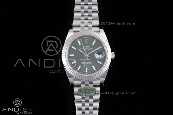 DateJust 126334 904L SS ERF 1:1 Best Edition Green Dial Stick Marker On Jubilee Bracelet SH3235 (Free Sprung)