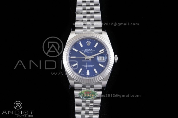 DateJust 126334 904L SS ERF 1:1 Best Edition Blue Dial Stick Marker On Jubilee Bracelet SH3235 (Free Sprung)