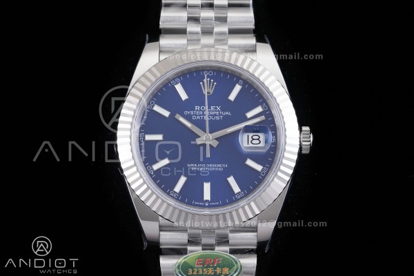 DateJust 126334 904L SS ERF 1:1 Best Edition Blue Dial Stick Marker On Jubilee Bracelet SH3235 (Free Sprung)