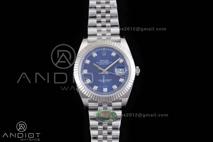 DateJust 126334 904L SS ERF 1:1 Best Edition Blue Dial Diamond Marker On Jubilee Bracelet SH3235 (Free Sprung)