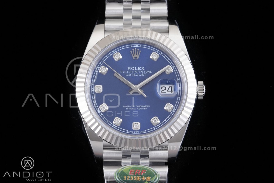 DateJust 126334 904L SS ERF 1:1 Best Edition Blue Dial Diamond Marker On Jubilee Bracelet SH3235 (Free Sprung)