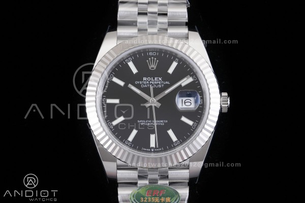 DateJust 126334 904L SS ERF 1:1 Best Edition Black Dial Stick Marker On Jubilee Bracelet SH3235 (Free Sprung)