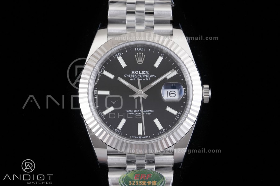 DateJust 126334 904L SS ERF 1:1 Best Edition Black Dial Stick Marker On Jubilee Bracelet SH3235 (Free Sprung)