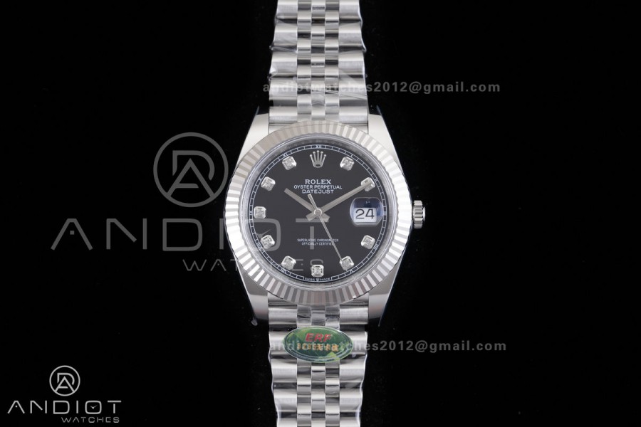 DateJust 126334 904L SS ERF 1:1 Best Edition Black Dial Diamond Marker On Jubilee Bracelet SH3235 (Free Sprung)