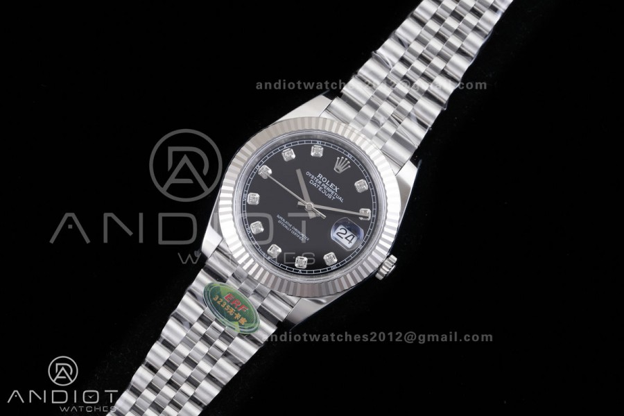 DateJust 126334 904L SS ERF 1:1 Best Edition Black Dial Diamond Marker On Jubilee Bracelet SH3235 (Free Sprung)