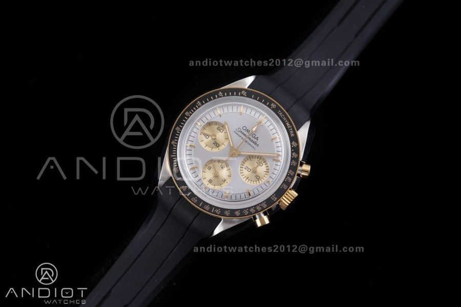 Speedmaster SS/YG N1F Best Edition Silver/YG Dial on Black Rubber Strap A3861