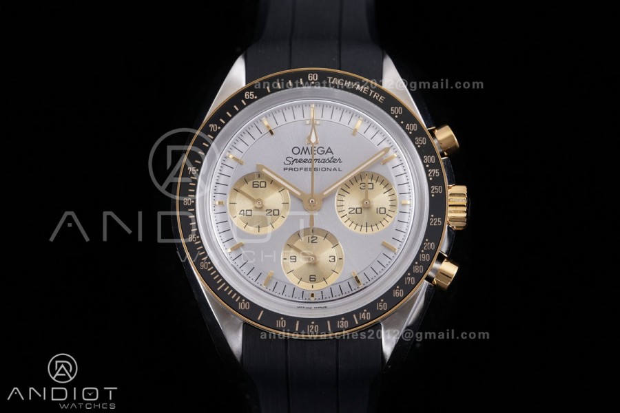 Speedmaster SS/YG N1F Best Edition Silver/YG Dial on Black Rubber Strap A3861