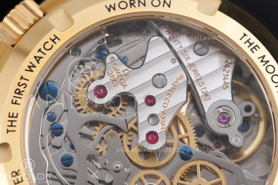 Speedmaster YG N1F Best Edition YG Dial on Black Rubber Strap A3861