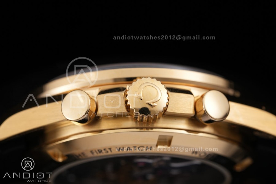 Speedmaster YG N1F Best Edition YG Dial on Black Rubber Strap A3861