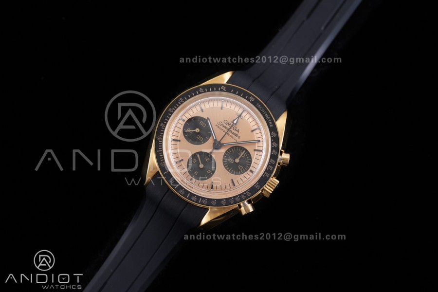 Speedmaster YG N1F Best Edition YG Dial on Black Rubber Strap A3861