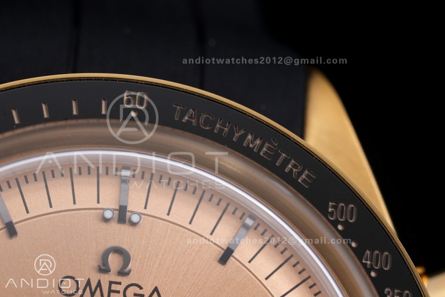 Speedmaster YG N1F Best Edition YG Dial on Black Rubber Strap A3861