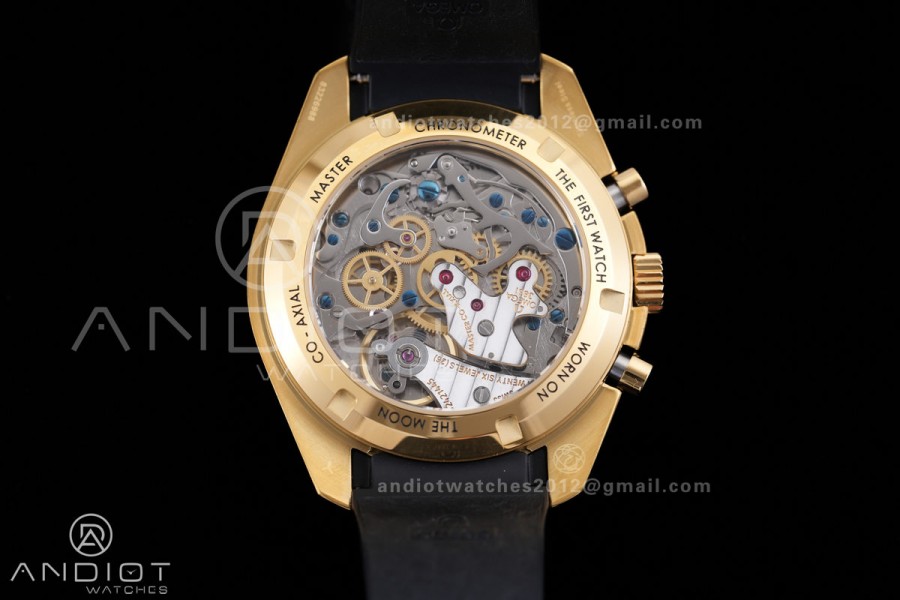 Speedmaster YG N1F Best Edition YG Dial on Black Rubber Strap A3861