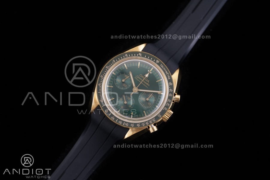 Speedmaster YG N1F Best Edition Green Dial on Black Rubber Strap A3861