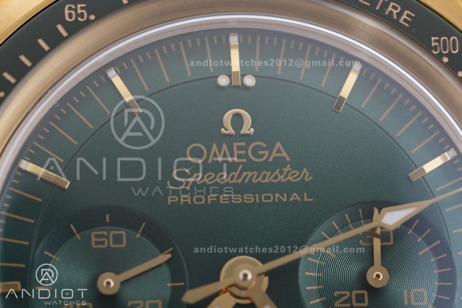 Speedmaster YG N1F Best Edition Green Dial on Black Rubber Strap A3861