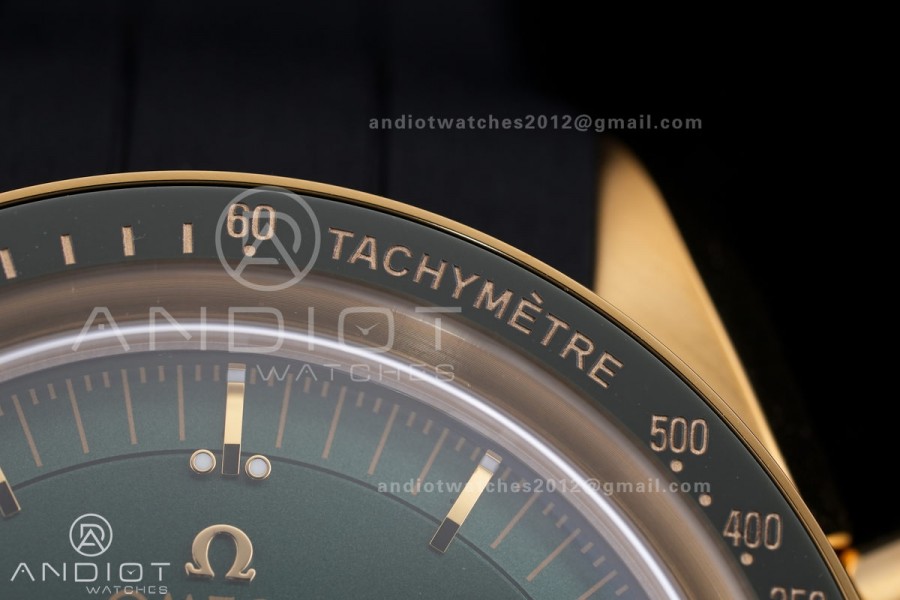 Speedmaster YG N1F Best Edition Green Dial on Black Rubber Strap A3861