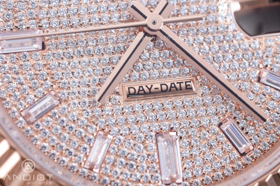 DayDate 40 RG QF 1:1 Best Edition 904L Steel Diamonds Dial on President Bracelet VR3255 V8 (Gain Weight)