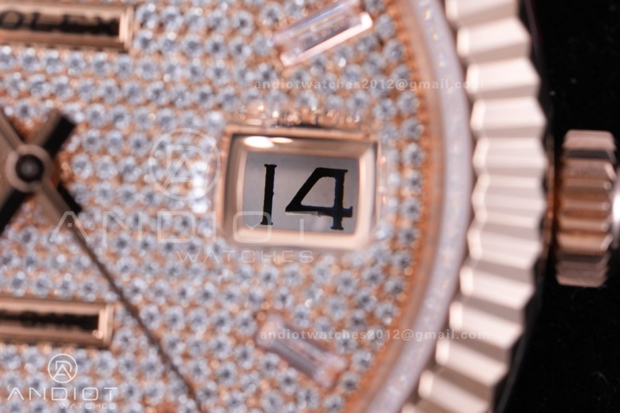 DayDate 40 RG QF 1:1 Best Edition 904L Steel Diamonds Dial on President Bracelet VR3255 V8 (Gain Weight)