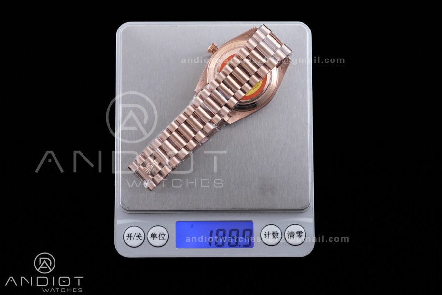 DayDate 40 RG 1:1 Best Edition White MOP Crystal Dial on President Bracelet VR3255 V8 (Gain Weight)