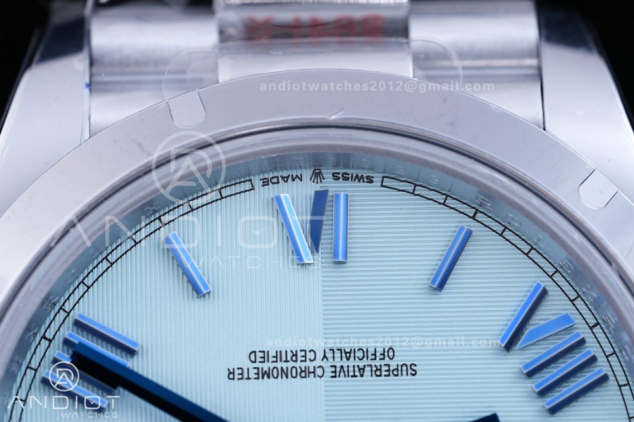 DayDate 40 SS QF 1:1 Best Edition 904L Steel Blue Roman Marker Dial on President Bracelet VR3255 V8 (Gain Weight)