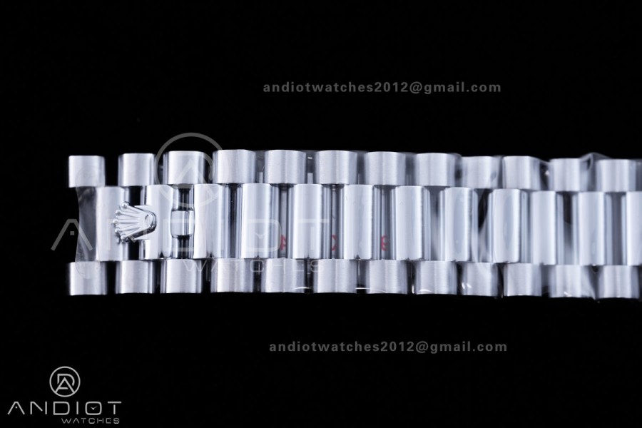 DayDate 40 SS QF 1:1 Best Edition 904L Steel Ice Blue Crystal Dial on President Bracelet VR3255 V8 (Gain Weight)