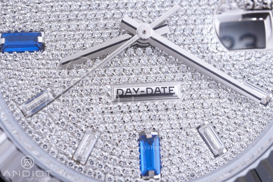 DayDate 40 SS QF 1:1 Best Edition 904L Steel Diamonds Dial on President Bracelet VR3255 V8 (Gain Weight)