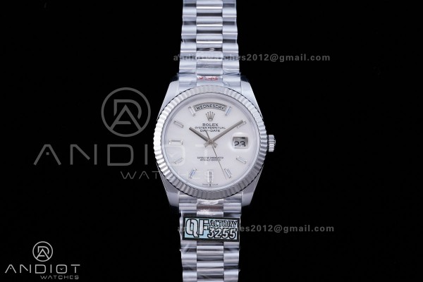 DayDate 40 SS QF 1:1 Best Edition 904L Steel White...