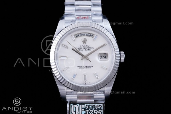 DayDate 40 SS QF 1:1 Best Edition 904L Steel White...