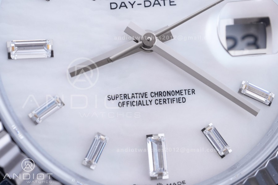 DayDate 40 SS QF 1:1 Best Edition 904L Steel White MOP Crystal Dial on President Bracelet VR3255 V8 (Gain Weight)