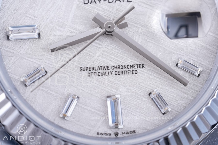 DayDate 40 SS QF 1:1 Best Edition 904L Steel Meteorite Dial Crystal Marker on President Bracelet VR3255 V8 (Gain Weight)