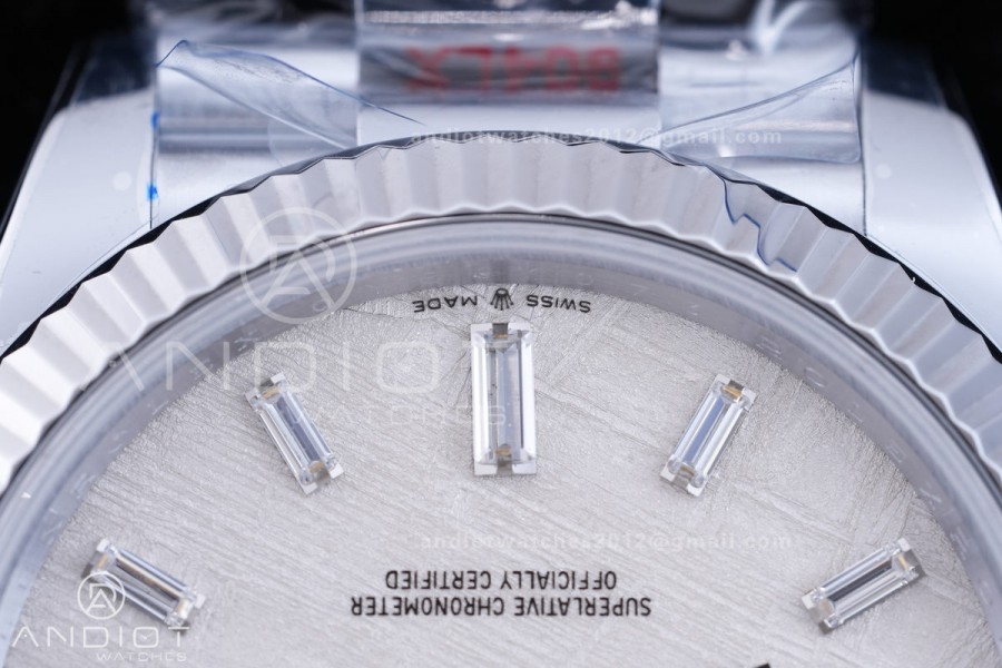 DayDate 40 SS QF 1:1 Best Edition 904L Steel Meteorite Dial Crystal Marker on President Bracelet VR3255 V8 (Gain Weight)