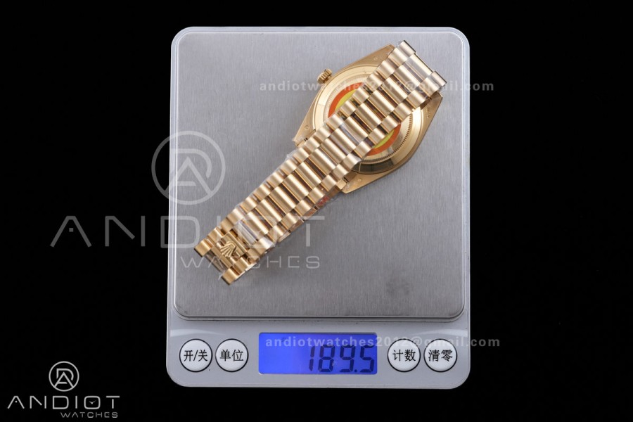 DayDate 40 YG QF 1:1 Best Edition Full Diamonds Dial on President Bracelet VR3255 V8 (Gain Weight)