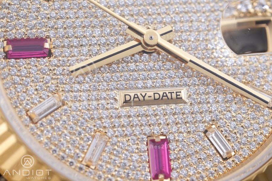DayDate 40 YG QF 1:1 Best Edition Full Diamonds Dial on President Bracelet VR3255 V8 (Gain Weight)