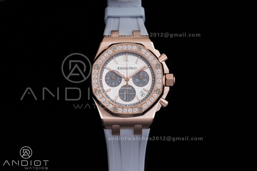 Royal Oak Offshore 37mm 26231 RG APSF 1:1 Best Edition White Dial On Grey Rubber Strap A2385