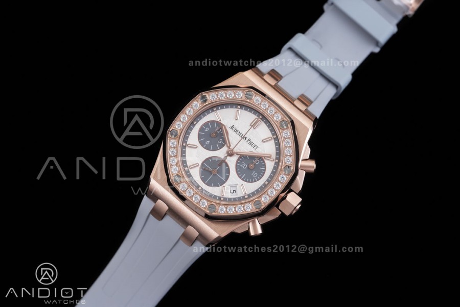Royal Oak Offshore 37mm 26231 RG APSF 1:1 Best Edition White Dial On Grey Rubber Strap A2385