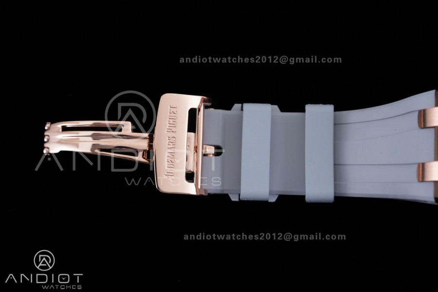 Royal Oak Offshore 37mm 26231 RG APSF 1:1 Best Edition White Dial On Grey Rubber Strap A2385