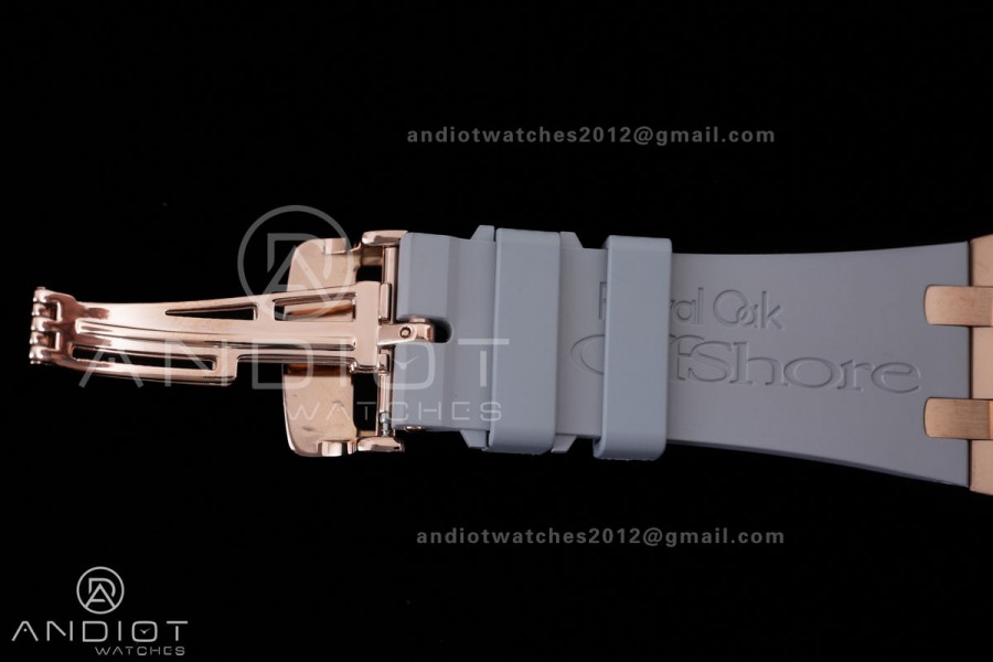 Royal Oak Offshore 37mm 26231 RG APSF 1:1 Best Edition White Dial On Grey Rubber Strap A2385