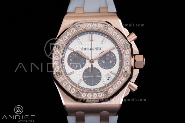 Royal Oak Offshore 37mm 26231 RG APSF 1:1 Best Edition White Dial On Grey Rubber Strap A2385