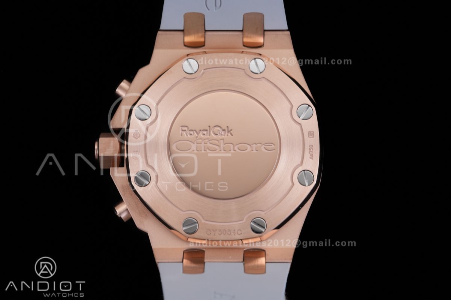 Royal Oak Offshore 37mm 26231 RG APSF 1:1 Best Edition White Dial On Grey Rubber Strap A2385