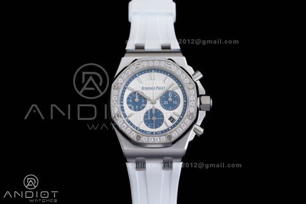 Royal Oak Offshore 37mm 26231 SS APSF 1:1 Best Edition White Dial On White Rubber Strap A2385