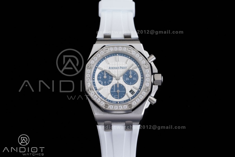 Royal Oak Offshore 37mm 26231 SS APSF 1:1 Best Edition White Dial On White Rubber Strap A2385