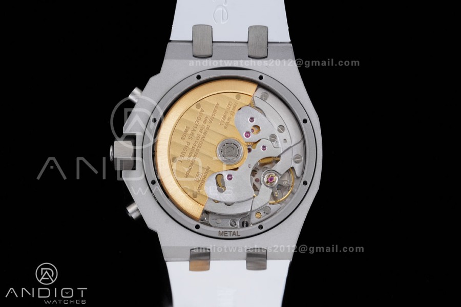 Royal Oak Offshore 37mm 26231 SS APSF 1:1 Best Edition White Dial On White Rubber Strap A2385