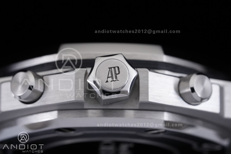 Royal Oak Offshore 37mm 26231 SS APSF 1:1 Best Edition White Dial On White Rubber Strap A2385