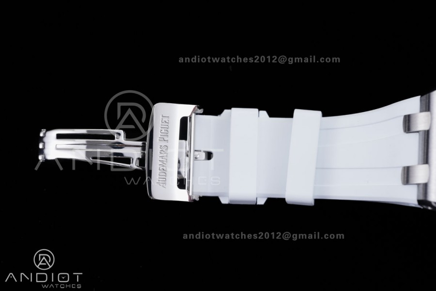 Royal Oak Offshore 37mm 26231 SS APSF 1:1 Best Edition White Dial On White Rubber Strap A2385